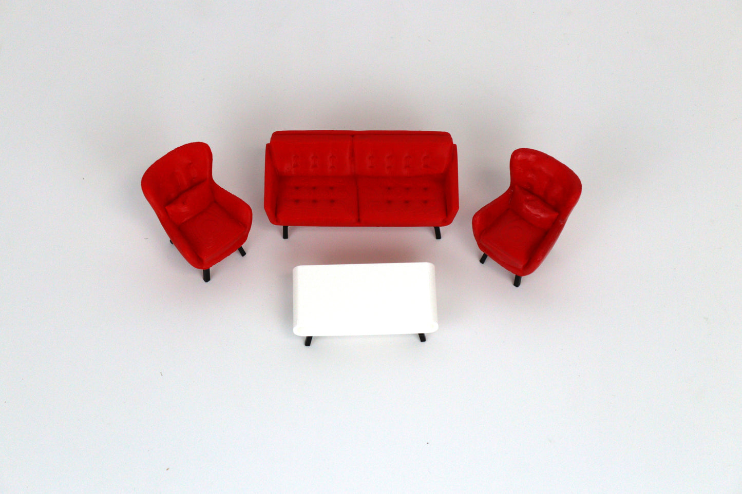 1:18 Couch Lounge Set (Red) - Realistic Couch / Sofa Set with Coffee Table