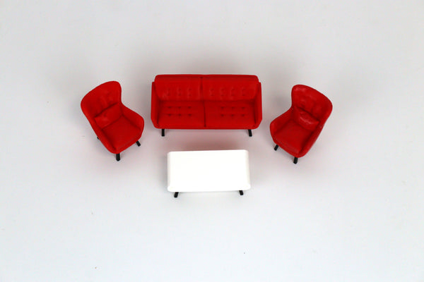 1:18 Couch Lounge Set (Red) - Realistic Couch / Sofa Set with Coffee Table