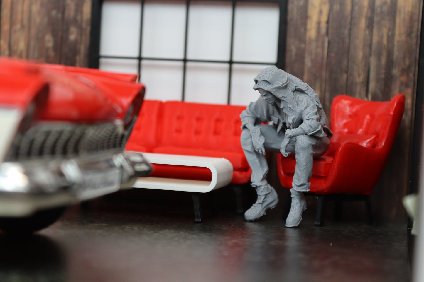 1:18 Couch Lounge Set (Red) - Realistic Couch / Sofa Set with Coffee Table