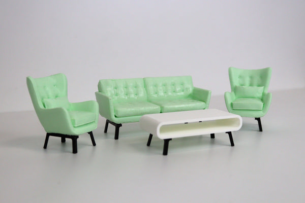 1:18 Couch Lounge Set (MintGreen) - Realistic Couch / Sofa Set with Coffee Table