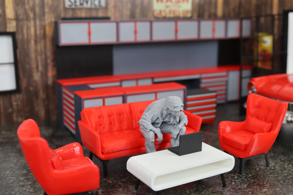 1:18 Couch Lounge Set (Red) - Realistic Couch / Sofa Set with Coffee Table