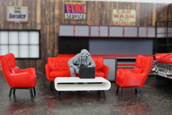 1:18 Couch Lounge Set (Red) - Realistic Couch / Sofa Set with Coffee Table