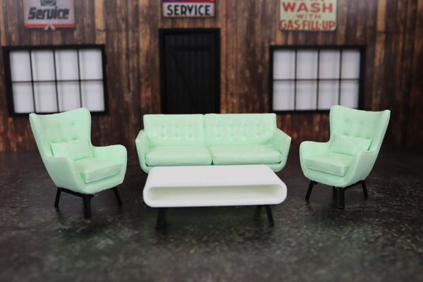 1:18 Couch Lounge Set (MintGreen) - Realistic Couch / Sofa Set with Coffee Table