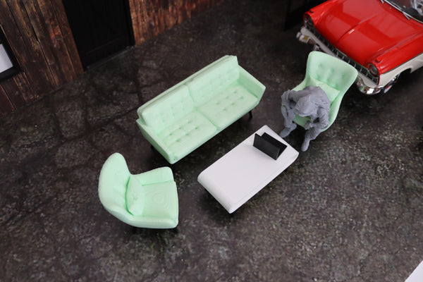 1:18 Couch Lounge Set (MintGreen) - Realistic Couch / Sofa Set with Coffee Table