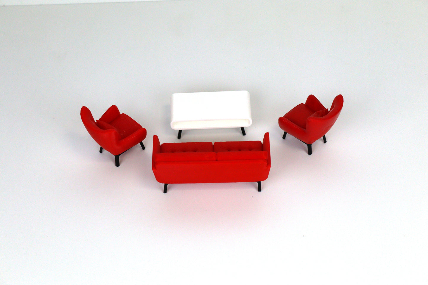 1:18 Couch Lounge Set (Red) - Realistic Couch / Sofa Set with Coffee Table