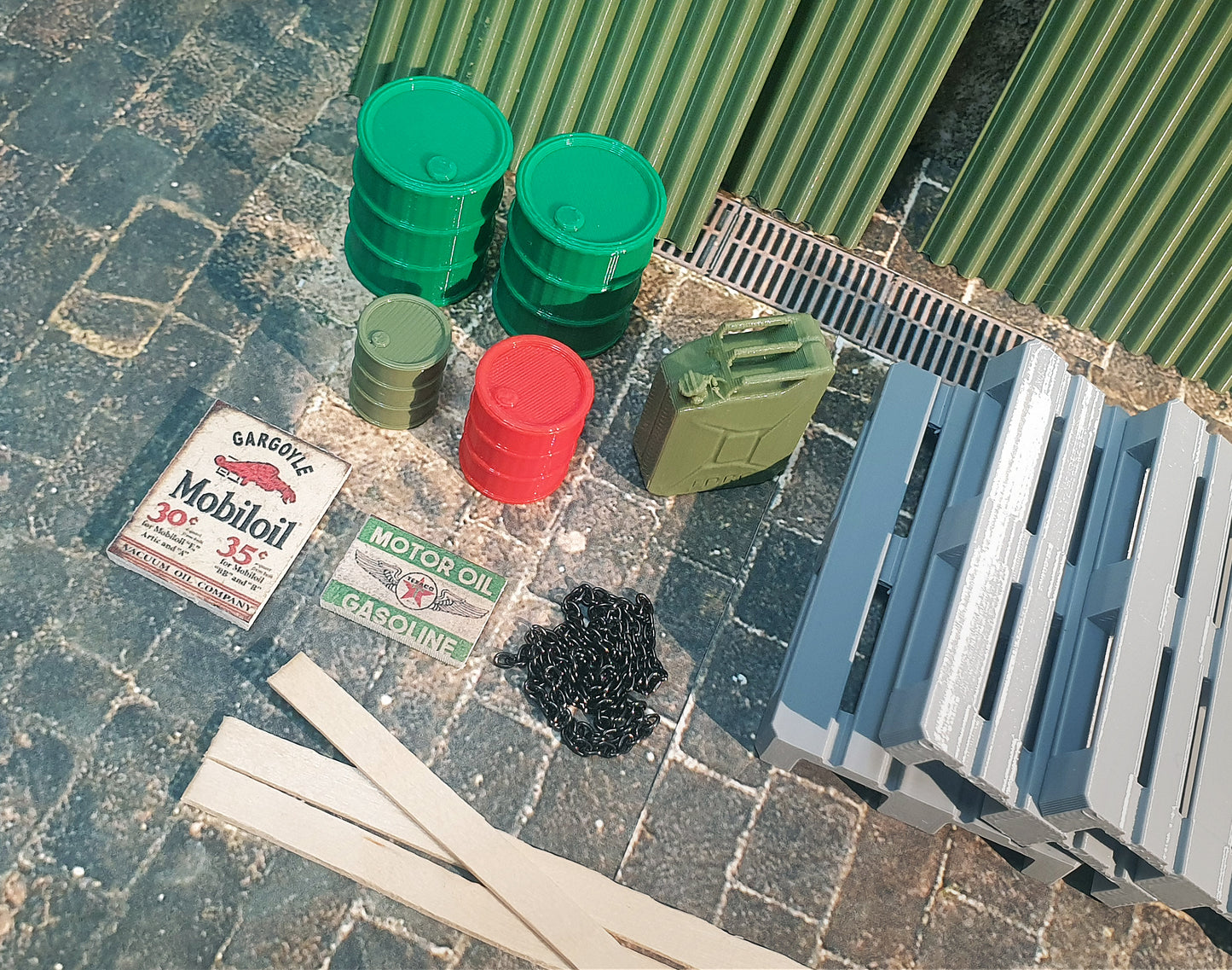 Close view of model garage storage equipment