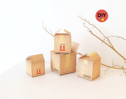 Diorama set of paper boxes/cartons. Scale 1:18, 1:24
