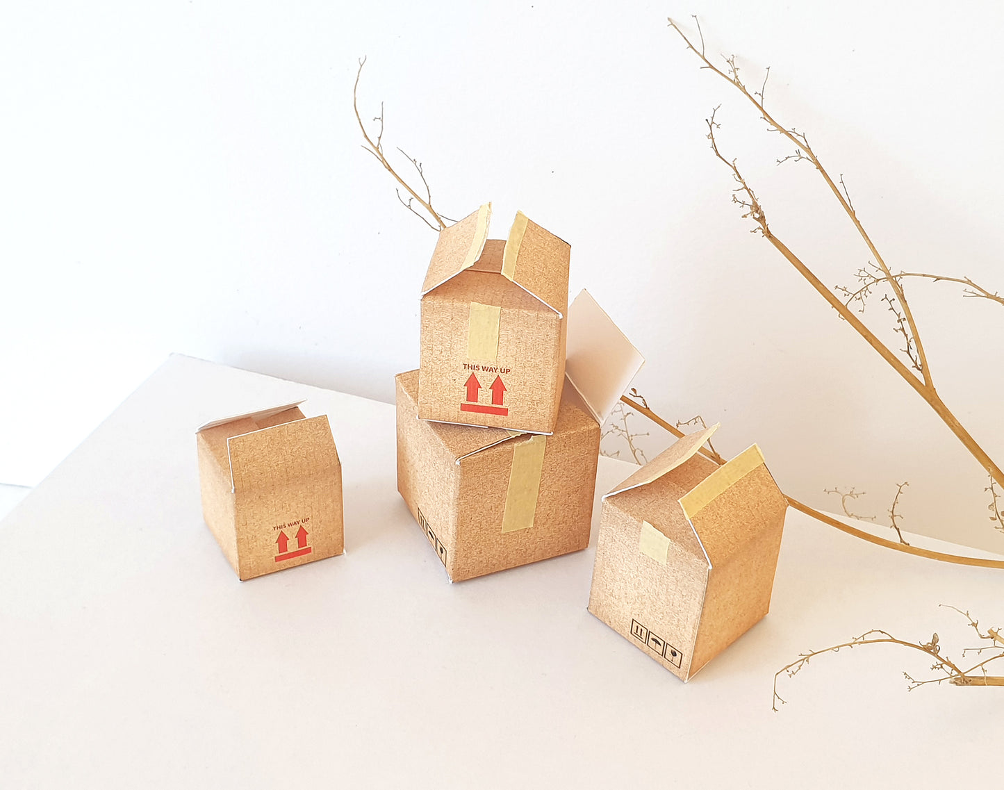 Diorama set of paper boxes/cartons. Scale 1:18, 1:24