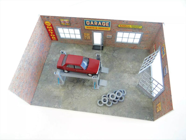 Parts - Service Auto Garage Diorama Kit 1:43 Scale Mode Car Display Size 1/43