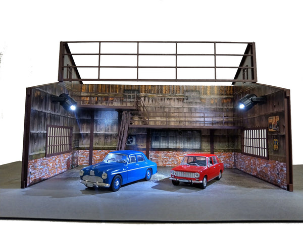 Industrial garage building LED Lights model cars display - diorama Scale 1:43