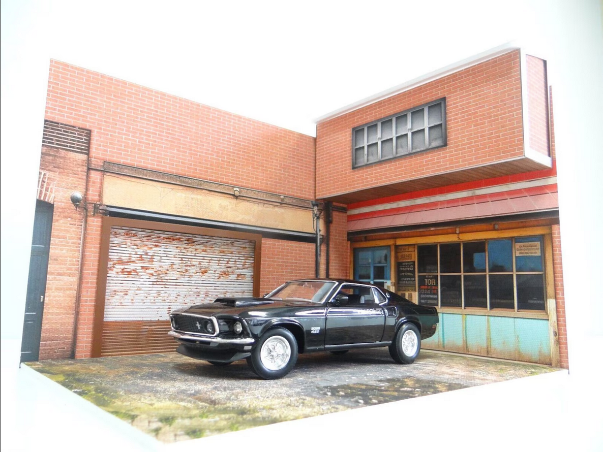 Scale 1:24 Diorama brick auto garage Model car display Diorama kit ...