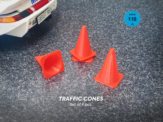 Set of 4 traffic cones. Scale 1:18, 1:24.