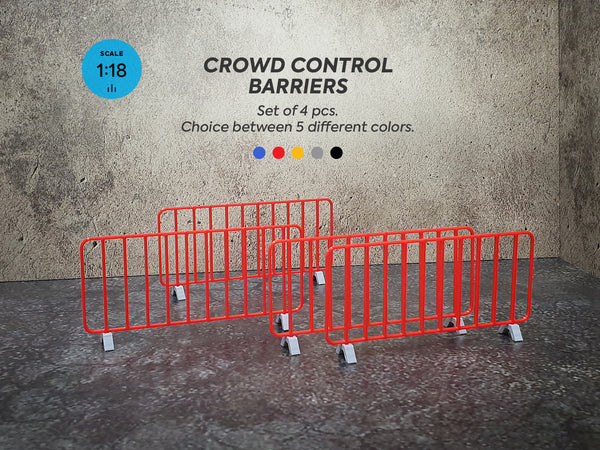 Set of 4 crowd control barriers. Scale 1:18