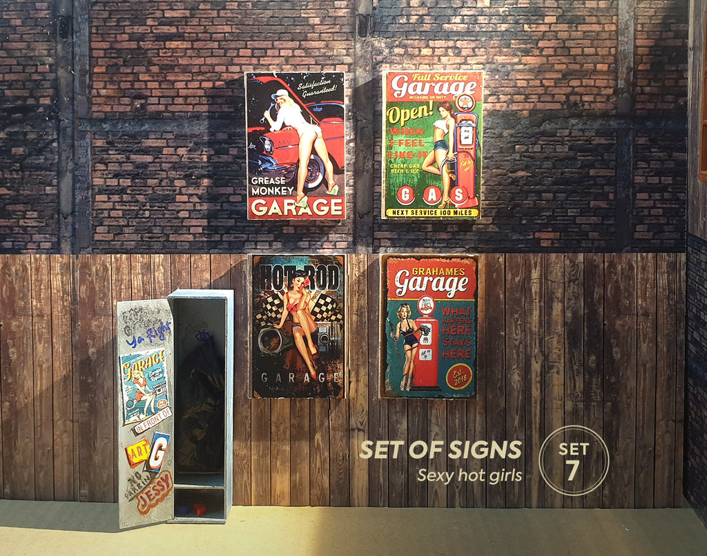 Diorama Accessories for garage models Diorama parts Advertising signs ...