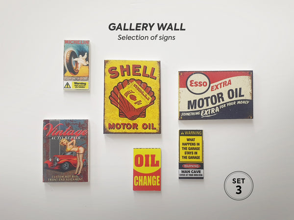 Diorama sets of advertising signs.
