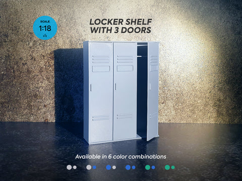 Locker shelf with 3 doors. Scale 1:18.