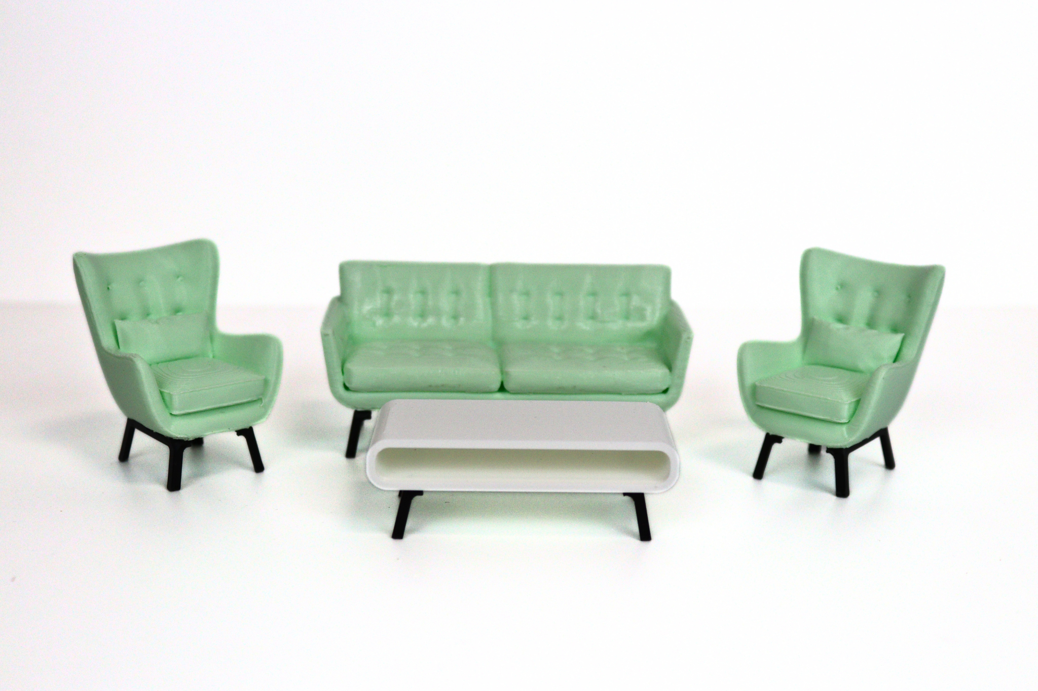 1:18 Couch Lounge Set (MintGreen) - Realistic Couch / Sofa Set with Coffee Table