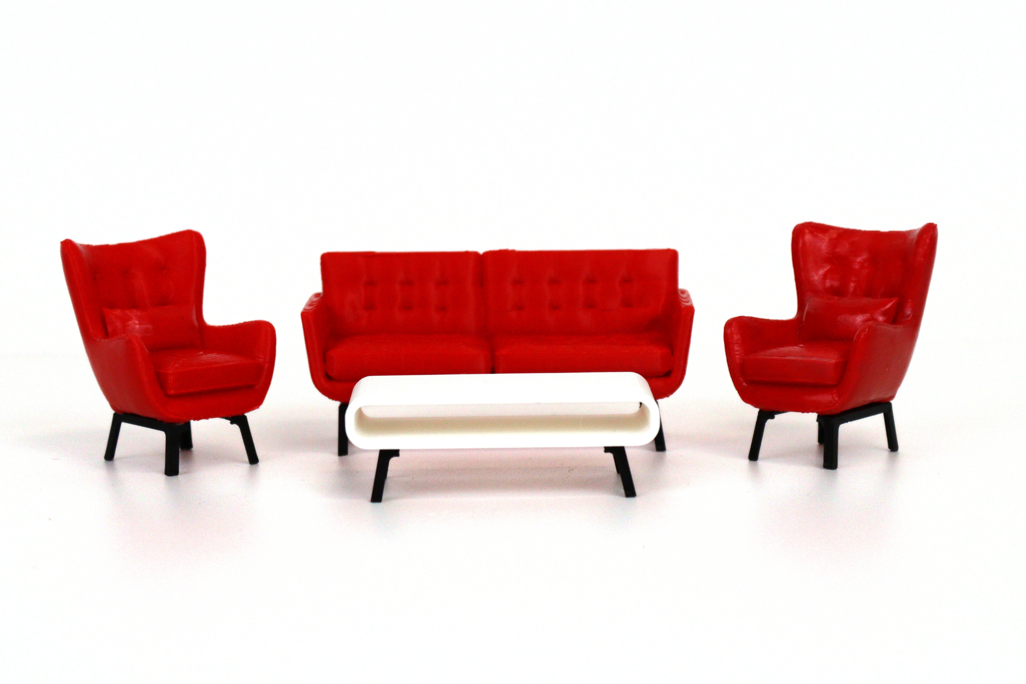 1:18 Couch Lounge Set (Red) - Realistic Couch / Sofa Set with Coffee Table