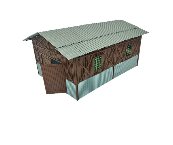 Wooden barn diorama kit for 1:18 scale model car displays