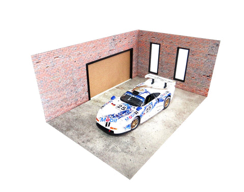 Brick service garage diorama front view

