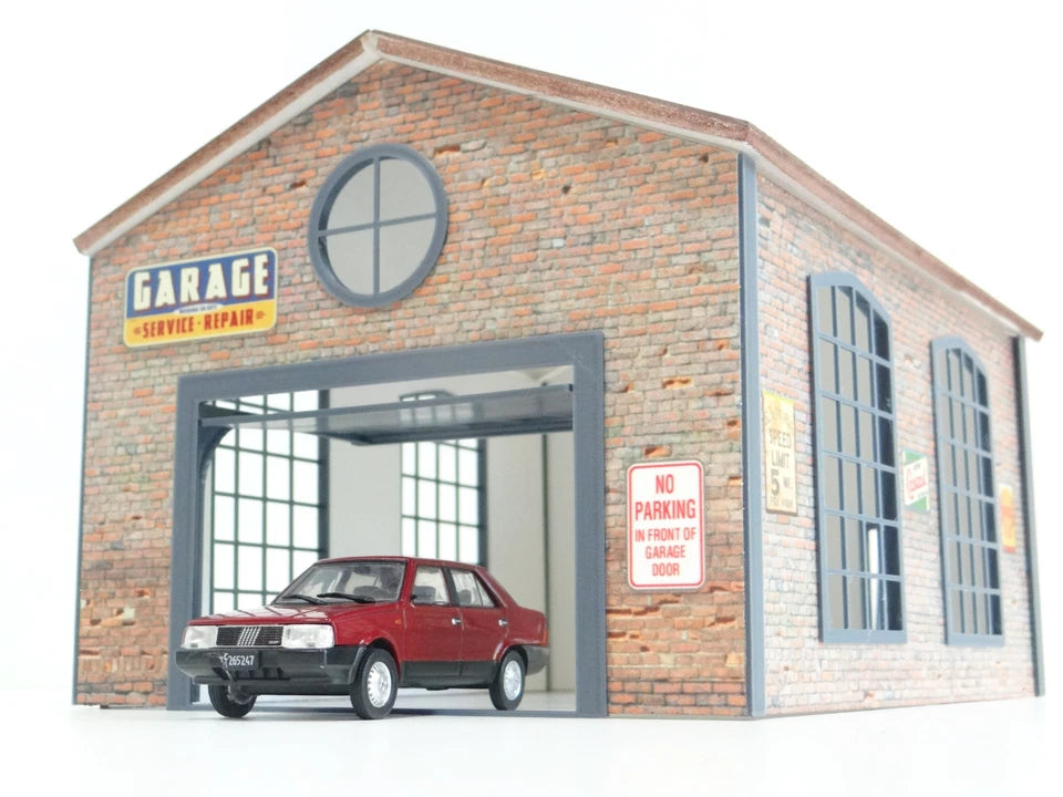 Garage RR Brick Diorama Model Kit with Lifting Door Scale 1