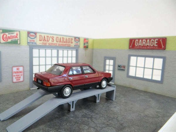 Miniature car garage scene