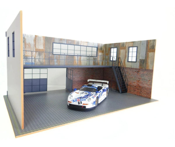 Two-Story Auto Garage 1:18 Scale – Diorama Kit – Model Car Display Scene