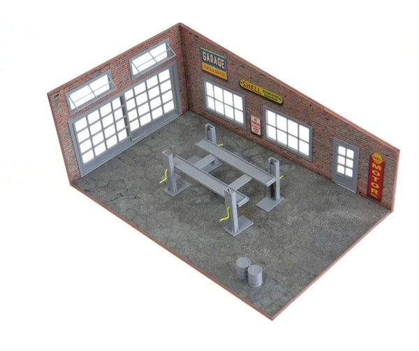 Die-cast car display garage