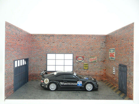 Brick car garage with three walls. Scale 1:24.