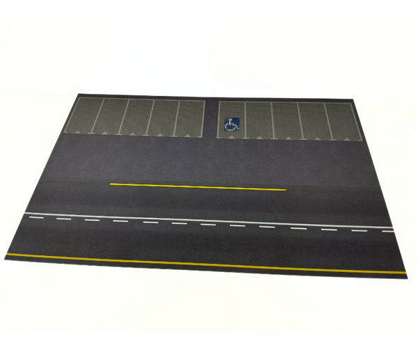 Model of a parking space with wheelchair accessible icon on a white background