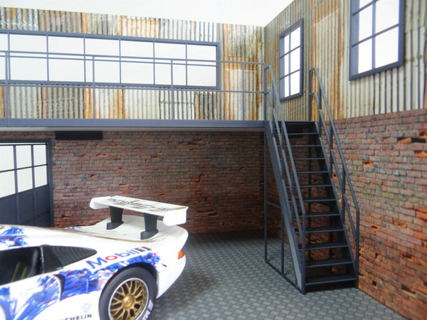 Two-Story Auto Garage 1:18 Scale – Diorama Kit – Model Car Display Scene