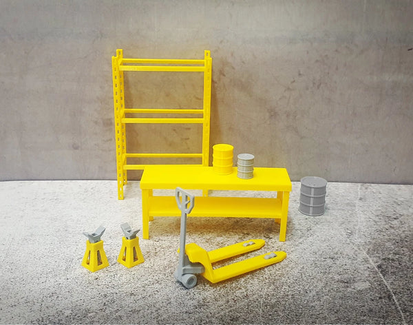 Small Garage Equipment Set – Car Service Garage Tools 1:18 Scale