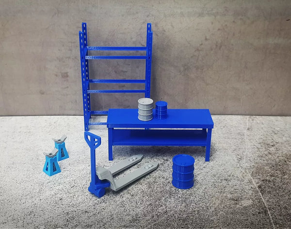 Small Garage Equipment Set – Car Service Garage Tools 1:18 Scale