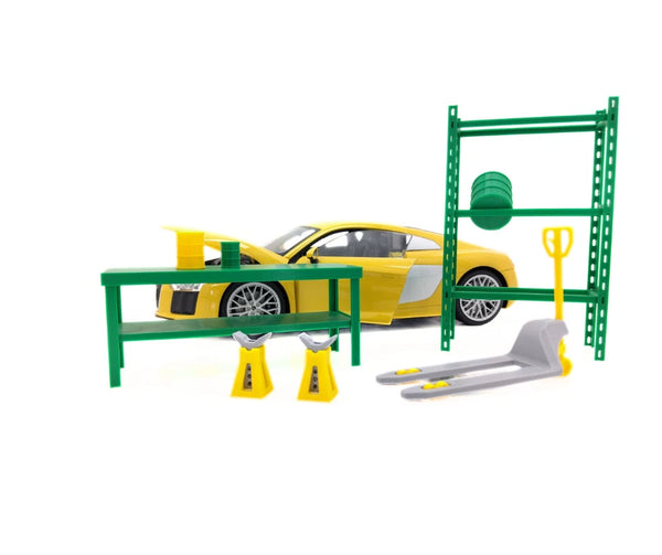 Small Garage Equipment Set – Car Service Garage Tools 1:18 Scale