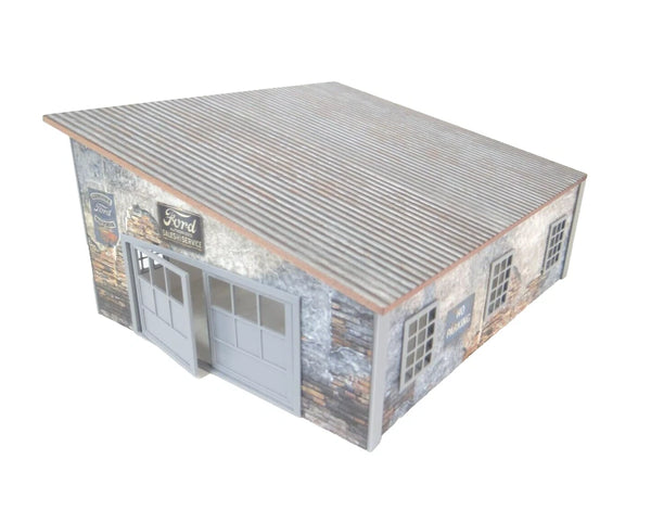 Old Auto Garage Diorama Model Kit – Mini Car Display Decoration 1:43 Scale