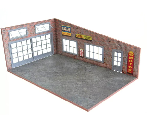Brick Garage 1:43 Scale – Parts & Service Diorama Kit for Model Car Display 1/43