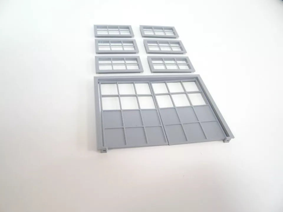 Set of 6 miniature windows for 1:24 scale garage or house diorama.
