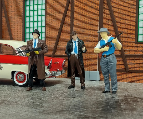 1:18 Mobster Figures – Set of 3 Gangster Miniatures Diorama Accessory SIZE 1/18