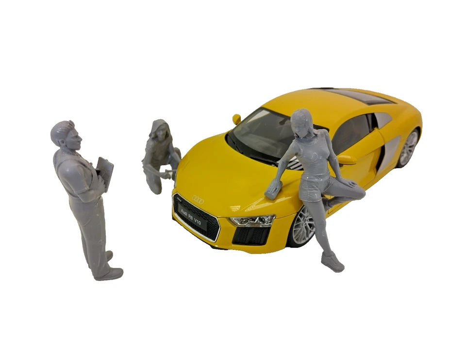 Diorama accessories mechanic and car wash girl
