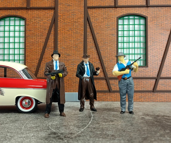 1:18 Mobster Figures – Set of 3 Gangster Miniatures Diorama Accessory SIZE 1/18