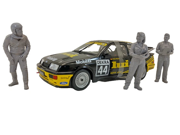 1:18 scale human model in garage scene
