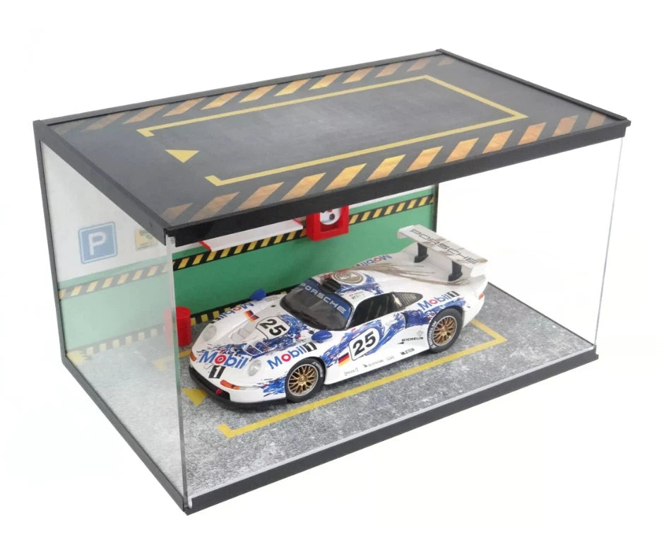 1:18 scale acrylic model car display case top front view

