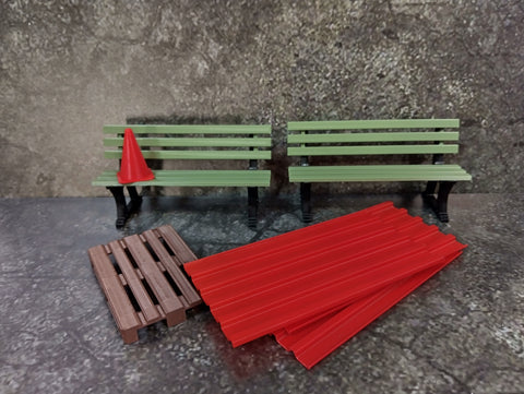 Diorama parts Street benches - tools 1:18 scale Scene decoration Park decor 1/18