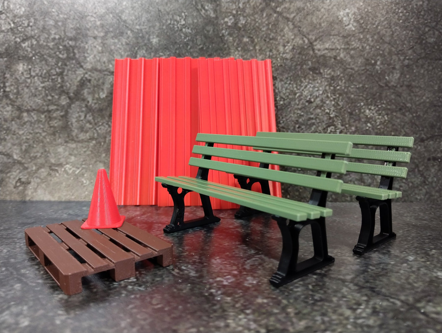 Diorama parts Street benches - tools 1:18 scale Scene decoration Park decor 1/18