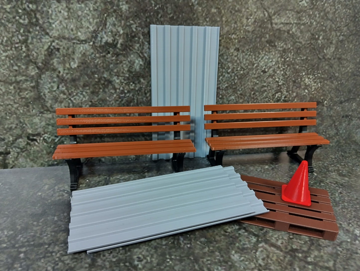 Diorama parts Street benches - tools 1:18 scale Scene decoration Park decor 1/18
