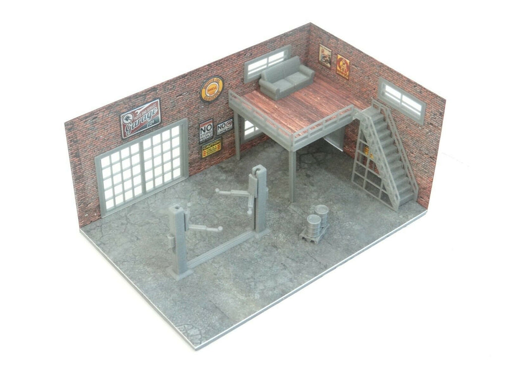 Scale 1:60 - 1:64 Two floor brick garage Diorama model kit Model