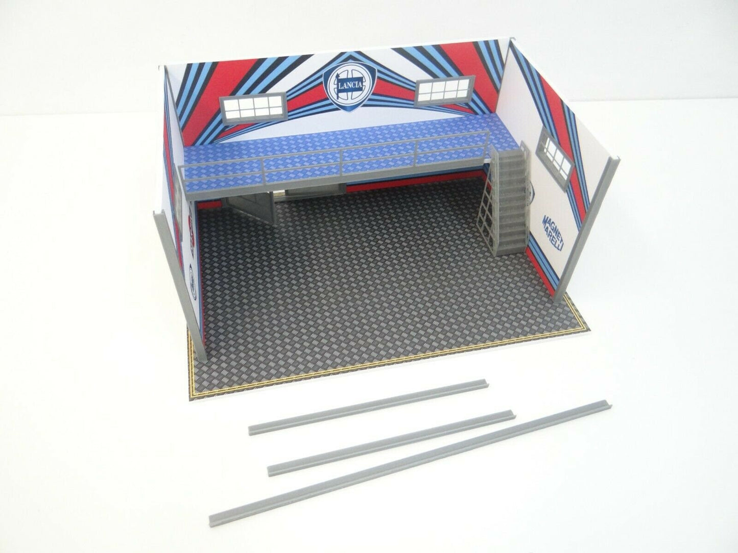 Scale 1:43 Two-floor car garage Auto service Racetrack decoration Diorama model kit