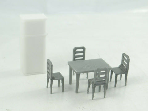 kitchen Furniture 1:43 Scale Refrigerator Table Chairs