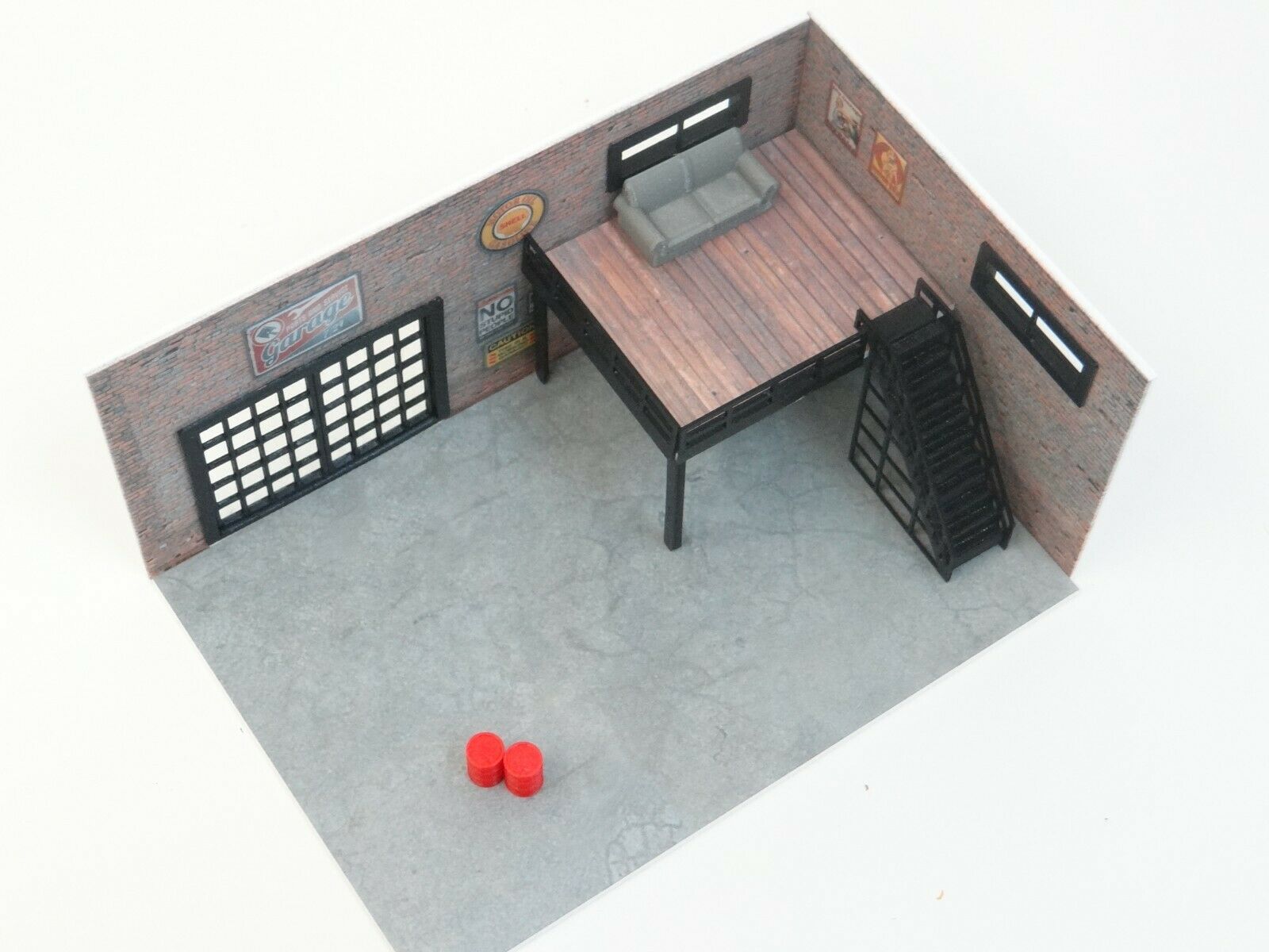 Diorama Model Kit Two Floors Brick Auto Garage Scale 1:60 -64